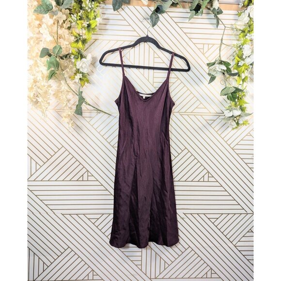RACHEL Rachel Roy Women's Slip Dress Sleeveless Midi Burgundy Satin Size Small - Picture 1 of 5